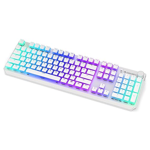 ENDORFY Thock Wireless Red Onyx White Pudding, Stylish White Design, Bluetooth and 2.4GHz Wireless connectivity, Full Size Mechanical Keyboard, PBT Double-Shot keycaps, QWERTY Layout | EY5A120 von ENDORFY