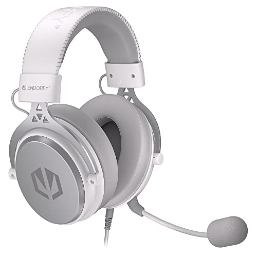 ENDORFY VIRO Onyx White, Gaming Over-Ear-Kopfhörer, abnehmbares Mikrofon, Langlebiger Aluminiumrahmen, Weiche Ohrpolster aus Memory-Schaumstoff, 53 mm Treiber von ENDORFY