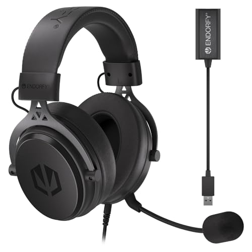 ENDORFY VIRO Plus USB, Gaming Over-Ear-Kopfhörer, Abnehmbares Mikrofon, USB 7.1-Soundkarte, Austauschbare Stoffohrpolster, Abnehmbares Kabel, 53 mm Treiber, EY1A001 von ENDORFY