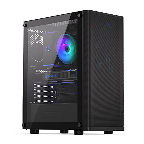 ENDORFY Ventum 200 Air, ATX Gehäuse, 4x 120mm Lüfter enthalten, Seite aus gehärtetem Glas, Frontblende aus Mesh, Breite Kühlkompatibilität, Kompakter Formfaktor, EY2A002 von ENDORFY