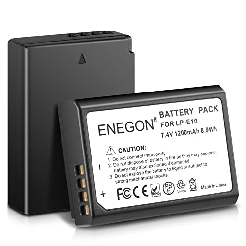 ENEGON 2 Pack LP-E10 Ersatzakku kompatibel mit Canon EOS 1100D, 1200D, 1300D, 1500D, 2000D, 3000D, 4000D, Rebel T3, T5, T6, T7, T100 Kiss X50, X70 X80, X90 und mehr von ENEGON
