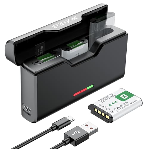 ENEGON 3er-Pack 1380mAh NP-BX1 Batterien & 3-Kanal-Ladegerät Kompatibel mit Sony NP-BX1/M8, ZV-1, ZV-1 II, Cyber-Shot DSC-HX80, HX90V, HX95, HX99, RX1, RX1R II, RX100 (II/III/IV/V/VA/VI/VII) von ENEGON
