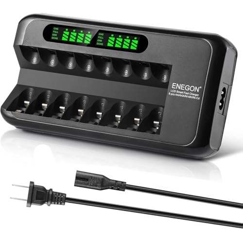 ENEGON Akkuladegerät, Schnell Akku Ladegerät mit AC-Adapter und intelligentem LCD-Display, Unabhängiges 8-Ladeplatz Batterieladegerät für NI-MH NI-CD Wiederaufladbare AA AAA Batterien ENEGON Akkuladegerät, Schnell Akku Ladegerät mit AC-Adapter und intelligentem LCD-Display, Unabhängiges 8-Ladeplatz Batterieladegerät für NI-MH NI-CD Wiederaufladbare AA AAA Batterien von ENEGON