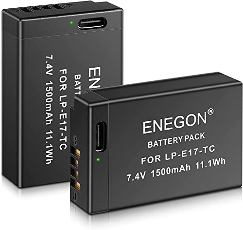 ENEGON LP-E17 Typ C Ladeanschluss Akkus für Canon Rebel SL2, T6i, T6s, T7i, EOS M3, M5, M6, EOS 200D, 250D, 77D, 750D, 760D, 800D, 8000D, Kiss X8i, RP Digital SLR Kamera von ENEGON