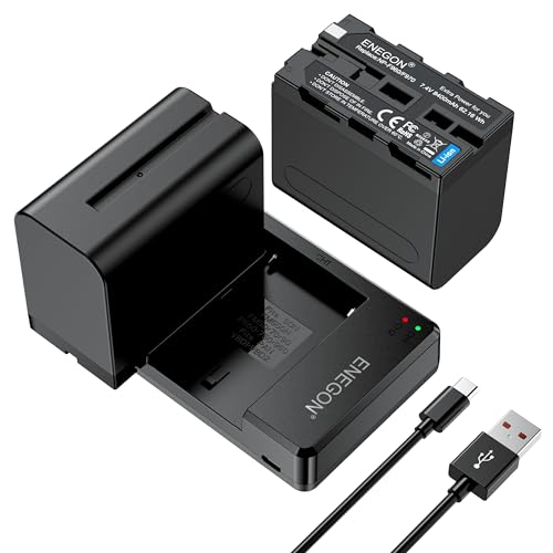 ENEGON NP-F970 Ladegerät Battery Ersatzbatterien (2 Stück, 8400mAh) & Schnellladegerät USB Dual Charger für Sony NP-F970 NP-F960 NP-F950 NP-F930 NP-F550 NP-F570 NP-F750, Camcorder Akku von ENEGON
