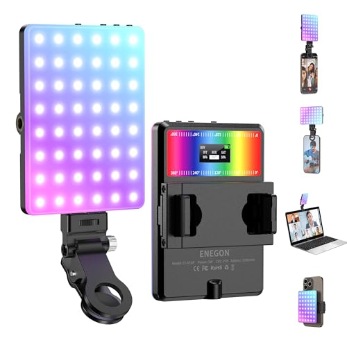 ENEGON RGB Selfie-Licht, 360° Vollfarben RGB-Videolicht Mit 24 Effekten, 78 LEDs 2000mAh Wiederaufladbar, CRI 95+ und 2500K-9000K CCT, Tragbare Clip-Leuchte Für Handy/Tablet,Canon,Nikon ENEGON RGB Selfie-Licht, 360° Vollfarben RGB-Videolicht Mit 24 Effekten, 78 LEDs 2000mAh Wiederaufladbar, CRI 95+ und 2500K-9000K CCT, Tragbare Clip-Leuchte Für Handy/Tablet,Canon,Nikon von ENEGON