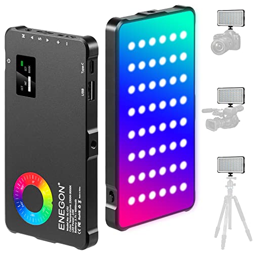 ENEGON RGB Video Light, 4000 mAh wiederaufladbarer Akku, eingebaute LED-Kamera-Licht, volle Farbe, 24 häufige Lichteffekte, CRI≥95 2500-9000 K LED-Videoleuchte mit Powerbank-Funktion. von ENEGON