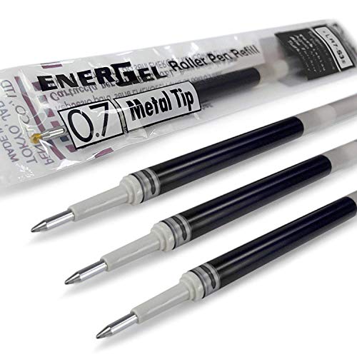 Pentel Energel 0,7 mm Nachfüllmine, Metallspitze, LR7, passend für Energel Xm, BL77/BL57/BL37, Schwarz, 4 Stück von KARLTUFOU
