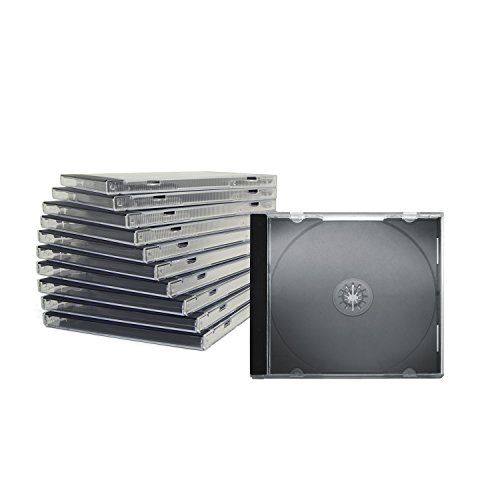 ENERGMiX CD Jewelcase/CD Hüllen/CD Leer Hüllen für 1 CD/DVD, transparent, Tray schwarz (10mm) 100 Stück im Karton von ENERGMiX
