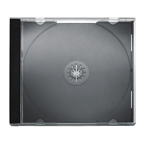 Energmix CD Jewelcase/CD Hüllen/CD Leer Hüllen für 1 CD/DVD, transparent, Tray schwarz (10mm) 50 Stück im Karton von Energmix