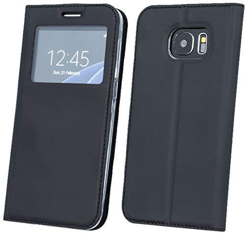 ENERGMiX Flip-Cover Smart Look Tasche Hülle kompatibel mit Huawei Mate 20 mit Sichtfenster in Schwarz Wallet Book-Style Case von ENERGMiX