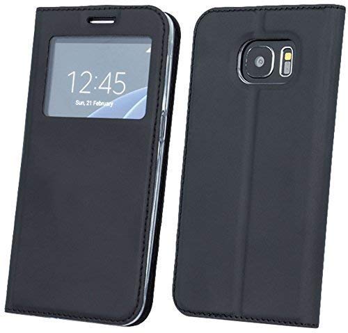 ENERGMiX Flip-Cover Smart Look Tasche Hülle kompatibel mit Huawei P20 mit Sichtfenster in Schwarz Wallet Book-Style Case Schale Etui Bag Zubehör von ENERGMiX
