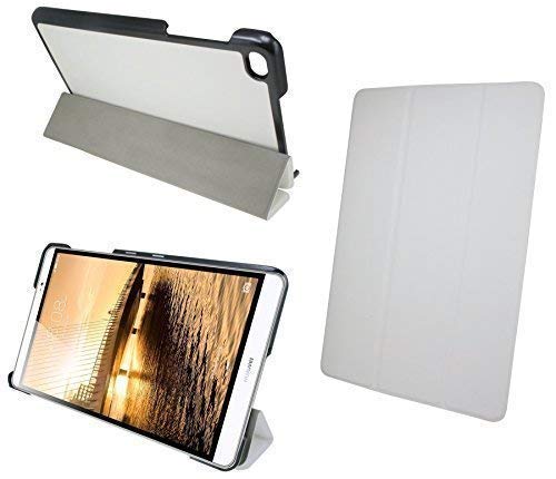 ENERGMiX Tablet Tasche Hülle kompatibel mit Huawei MediaPad M2 8.0" Schutz Hülle Smart Cover Flip Case Slim-LINE mit Standfunktion in Weiß von ENERGMiX