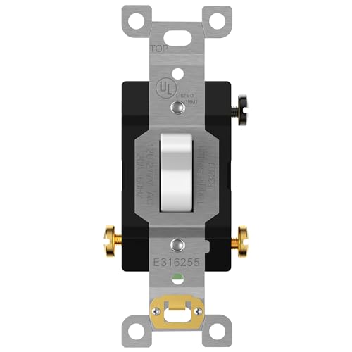 ENERLITES 20 Amp Kipplichtschalter, 3-fach oder einpolig, 20 A, 120/277 V, Erdungsschraube, strapazierfähig, kommerzielle Qualität, UL-gelistet, 83201-W, Weiß ENERLITES 20 Amp Kipplichtschalter, 3-fach oder einpolig, 20 A, 120/277 V, Erdungsschraube, strapazierfähig, kommerzielle Qualität, UL-gelistet, 83201-W, Weiß von ENERLITES