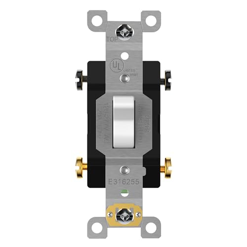 ENERLITES 20 Amp Kipplichtschalter, 4-Wege, 20 A, 120/277 V, Erdungsschraube, strapazierfähig, kommerzielle Qualität, UL-gelistet, 84201-W, Weiß ENERLITES 20 Amp Kipplichtschalter, 4-Wege, 20 A, 120/277 V, Erdungsschraube, strapazierfähig, kommerzielle Qualität, UL-gelistet, 84201-W, Weiß von ENERLITES