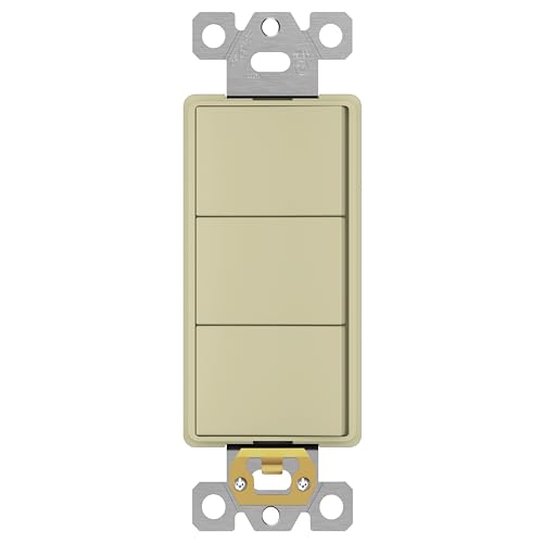 ENERLITES 62755-I, Dreifach-Wippschalter, Glanz-Finish, Erdungsklemme, seitliche Verkabelung, nur Kupfer, einpolig, Wohn-/Gewerbequalität, 15 A, 120 V-277 V, Elfenbeinfarben ENERLITES 62755-I, Dreifach-Wippschalter, Glanz-Finish, Erdungsklemme, seitliche Verkabelung, nur Kupfer, einpolig, Wohn-/Gewerbequalität, 15 A, 120 V-277 V, Elfenbeinfarben von ENERLITES