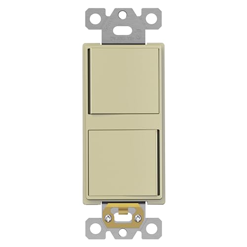 ENERLITES 62834-I Doppelpaddel-Wippschalter, glänzende Oberfläche, Erdungsklemme, nur Kupferdrähte, einpolig, Wohn-/Gewerbequalität, 15 A, 120–277 VAC, Elfenbeinfarben ENERLITES 62834-I Doppelpaddel-Wippschalter, glänzende Oberfläche, Erdungsklemme, nur Kupferdrähte, einpolig, Wohn-/Gewerbequalität, 15 A, 120–277 VAC, Elfenbeinfarben von ENERLITES
