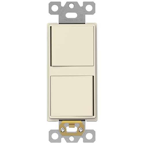 ENERLITES 62834-LA, Doppelpaddel-Wippschalter, glänzende Oberfläche, Erdungsklemme, nur Kupferdrähte, einpolig, Wohn-/Gewerbequalität, 15 A, 120–277 V AC, 62834-LA, helles Mandel ENERLITES 62834-LA, Doppelpaddel-Wippschalter, glänzende Oberfläche, Erdungsklemme, nur Kupferdrähte, einpolig, Wohn-/Gewerbequalität, 15 A, 120–277 V AC, 62834-LA, helles Mandel von ENERLITES
