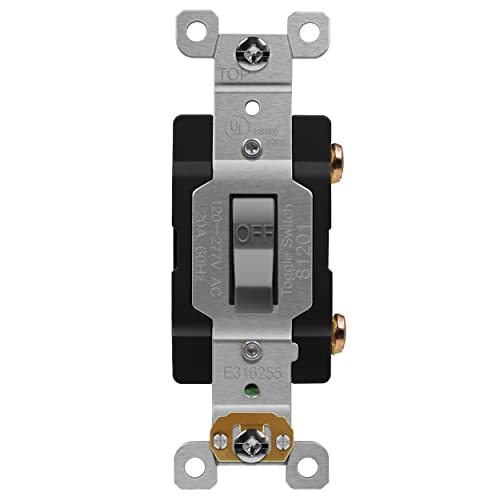 ENERLITES 81201-GY, robuster Kippschalter, 20 A, 120/277 V, Erdungsschraube, handelsübliche Qualität, UL-gelistet, Grau ENERLITES 81201-GY, robuster Kippschalter, 20 A, 120/277 V, Erdungsschraube, handelsübliche Qualität, UL-gelistet, Grau von ENERLITES