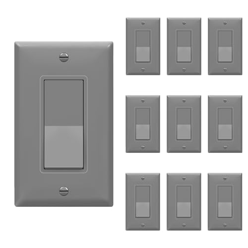 ENERLITES 93150-GYWP-10 x 3-Wege-Dekoratormatur-Schalter mit Wandplatten, glänzende Oberfläche, 3-Wege, nur Kupferdraht, Erdungsschraube, Wohnqualität, 15 A, 120–277 V, UL-gelistet, 93150-GYWP-10 ENERLITES 93150-GYWP-10 x 3-Wege-Dekoratormatur-Schalter mit Wandplatten, glänzende Oberfläche, 3-Wege, nur Kupferdraht, Erdungsschraube, Wohnqualität, 15 A, 120–277 V, UL-gelistet, 93150-GYWP-10 von ENERLITES