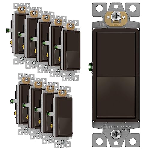 ENERLITES Decorator Paddel-Lichtschalter, glänzende Oberfläche, einpolig oder drei-Wege, 3-adrig, Erdungsschraube, Wohnqualität, 15 A, 120 V/277 V, UL-gelistet, 93150-BR-10 Stück, Braun, 10 Stück ENERLITES Decorator Paddel-Lichtschalter, glänzende Oberfläche, einpolig oder drei-Wege, 3-adrig, Erdungsschraube, Wohnqualität, 15 A, 120 V/277 V, UL-gelistet, 93150-BR-10 Stück, Braun, 10 Stück von ENERLITES