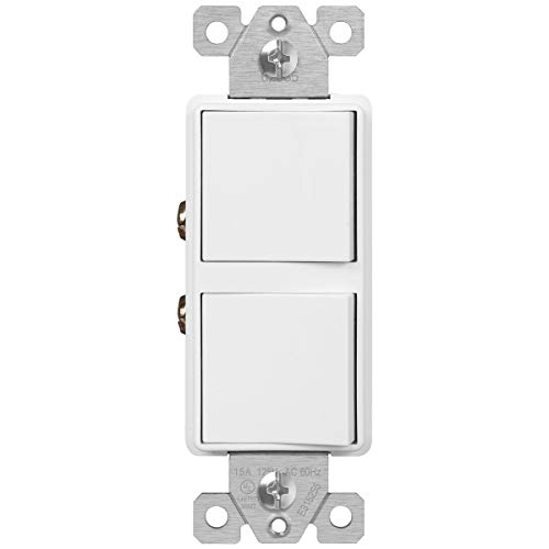 ENERLITES Doppelpaddel-Kombinationsschalter, Erdungsklemme, nur Kupferdrähte, einpolig oder 3-Wege, Wohn-/Gewerbequalität, 15 A, 120–277 VAC, 62835-W, Weiß ENERLITES Doppelpaddel-Kombinationsschalter, Erdungsklemme, nur Kupferdrähte, einpolig oder 3-Wege, Wohn-/Gewerbequalität, 15 A, 120–277 VAC, 62835-W, Weiß von ENERLITES