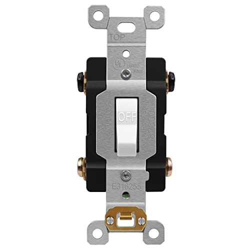 ENERLITES Doppelpoliger Kipplichtschalter, 30 A, 120/277 V, selbsterdend, Industriequalität, UL-gelistet, 82300-W, Weiß ENERLITES Doppelpoliger Kipplichtschalter, 30 A, 120/277 V, selbsterdend, Industriequalität, UL-gelistet, 82300-W, Weiß von ENERLITES