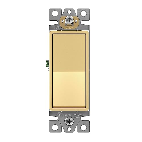 ENERLITES Elite Series Decorator Rocker Light Switch, 15A 120V/277V, Single Pole, 3 Draht, Grounding Screw, Residential Grade, UL Listed, 91150-GD, Gold Color ENERLITES Elite Series Decorator Rocker Light Switch, 15A 120V/277V, Single Pole, 3 Draht, Grounding Screw, Residential Grade, UL Listed, 91150-GD, Gold Color von ENERLITES