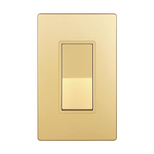 ENERLITES Elite Series Dekoratorschalter mit schraubenloser Wandplatte, Paddel-Lichtschalter, einpolig, 3-adrig, Erdungsschraube, Wohnqualität, 15 A, 120 V, UL-gelistet, 91150-GDWP, Gold mit ENERLITES Elite Series Dekoratorschalter mit schraubenloser Wandplatte, Paddel-Lichtschalter, einpolig, 3-adrig, Erdungsschraube, Wohnqualität, 15 A, 120 V, UL-gelistet, 91150-GDWP, Gold mit von ENERLITES