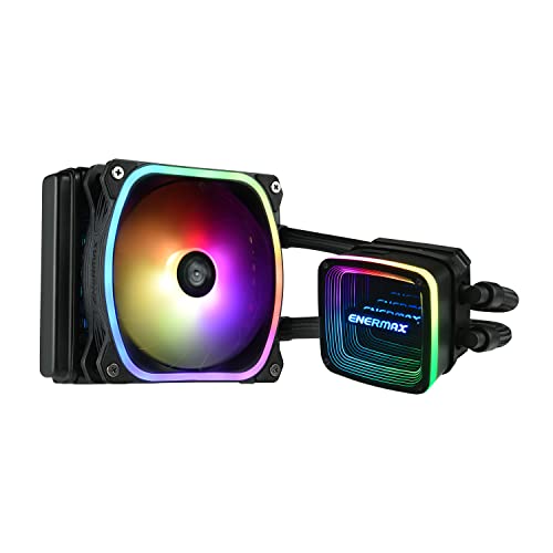 ENERMAX AQUAFUSION ADV ARGB 120mm AIO CPU Wasserkühlung Dual Chamber für Intel LGA1700/AMD AM5 Support 250W+ TDP (1x SquA RGB 120 PWM Lüfter); ELC-AQFA120-SQA, schwarz von ENERMAX