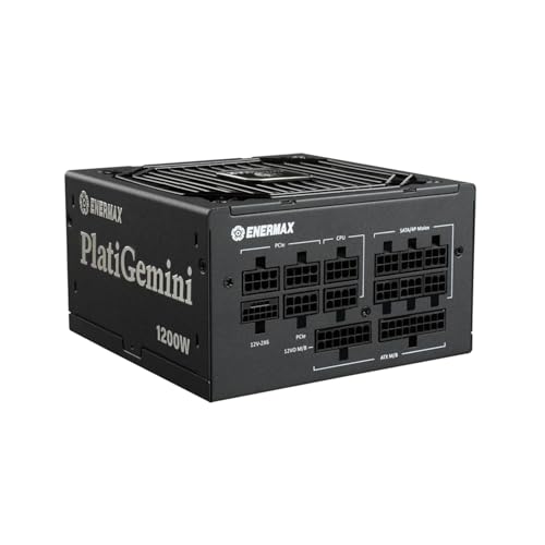 ENERMAX PlatiGemini ATX 3.1 & ATX12VO Hybrid-Netzteil 1200W 80PLUS Platinum (Vollmodulares, 12V-2x6, 60% Semi-Fanless) inkl. WireView GPU; EGN1200P von ENERMAX