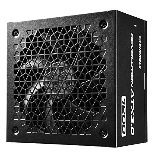 ENERMAX Revolution ATX3.0 Enthusiast Gaming&Streaming PC Netzteil 1200W 80Plus Gold PCIe 5.0 Ready (Voll-Modular, 2X 12VHPWR Kabel, Semi-Fanless), ERA1200EWT, schwarz von ENERMAX