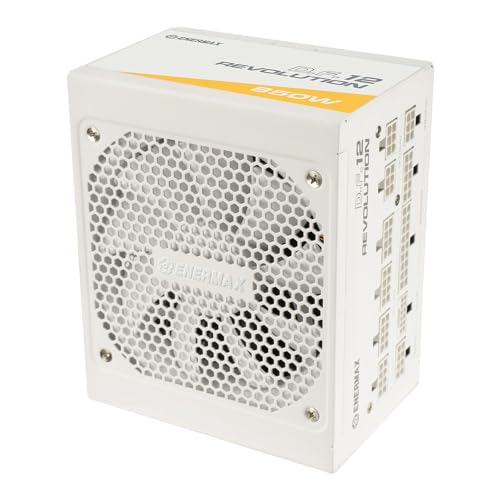 ENERMAX Revolution D.F. 12 ATX3.1 PCI-e 5.1 Ultrakompakt 850W Netzteil 80Plus Gold Snow White (Vollmodular, 50% Semi-Fanless, 12V-2x6); ETV850G-W, weiß von ENERMAX