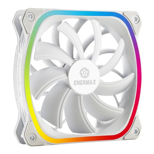 ENERMAX SQUA Adressierbare RGB 12cm PWM PC-Gehäuselüfter Stand Alone Single Fan mit Twister Bearing, weiß; UCSQARGB12P-W-SG von ENERMAX