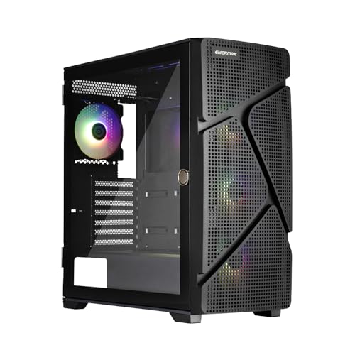 Enermax MarbleShell Mesh MS31 ARGB Midi Tower Gaming-PC-Gehäuse - 4x PWM 12cm ARGB-Lüfter - 2x USB3.0 und USB 3.2 Typ C- Midnight Black; ECA-MS31-BB-ARGB von ENERMAX