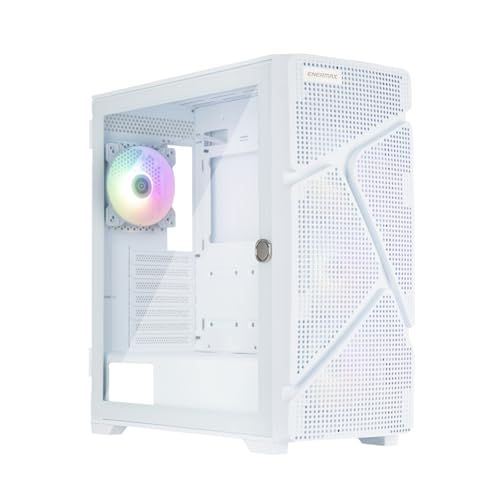 Enermax MarbleShell Mesh MS31 ARGB Midi Tower Gaming-PC-Gehäuse - 4x PWM 12cm ARGB-Lüfter - 2x USB3.0 und USB 3.2 Typ C- Snow White; ECA-MS31-WW-ARGB von ENERMAX