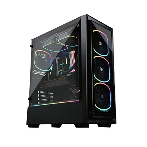 Enermax Starryfort SF30 Adressierbares RGB ARGB Mid Tower Gaming PC-Gehäuse aus gehärtetem Glas, pro installierte A-RGB-Lüfter (X4), ECA-SF30-M1BB-ARGB von ENERMAX