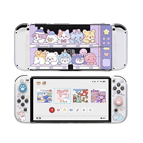 ENFILY Niedliche Hülle kompatibel mit Nintendo Switch OLED 2021, andockbare Hülle, ergonomische weiche TPU-Griffhülle für Joycon, Sparkle Skin Set mit Displayschutzfolie und Daumenkappen von ENFILY