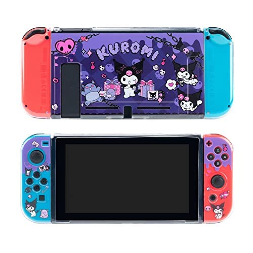 ENFILY Niedliche Kuromi Hülle kompatibel mit Nintendo Switch, Dockable Case Cover, Ergonomische Soft TPU Grip Case für Joycon, Sparkle Skin Set von ENFILY