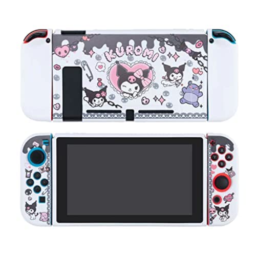 ENFILY Niedliche Kuromi Hülle kompatibel mit Nintendo Switch, Dockable Case Cover, Ergonomische Soft TPU Grip Case für Joycon, Sparkle Skin Set von ENFILY