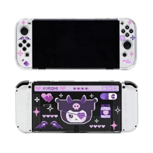 ENFILY Niedliche Kuromi Hülle kompatibel mit Nintendo Switch OLED Dockable Case Cover Ergonomische Soft TPU Grip Case für Joycon Sparkle Skin Set von ENFILY