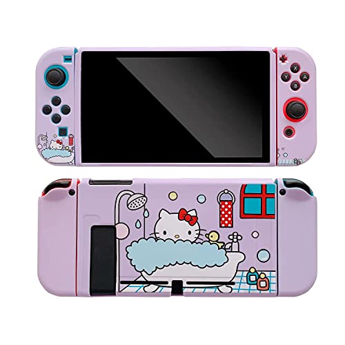 ENFILY Süße Hello Kitty Hülle Kompatibel mit Nintendo Switch, Andockbare Hülle, Ergonomische Weiche TPU-Griffhülle für Joycon, Sparkle Skin Set von ENFILY