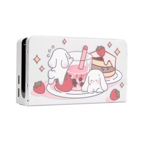 ENFILY for Cute Rabbit Milk Tea Dock-Abdeckung für Nintendo Switch OLED-Ladestation, Kratzfeste, wasserdichte Schutzhülle von ENFILY