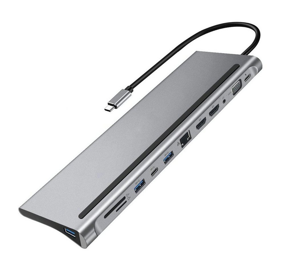 ENGELMANN Laptop-Dockingstation EnM0539, 12 in 1 Docking, (1 St), Unterstützt 2 HDMI und VGA gleichzeitig von ENGELMANN