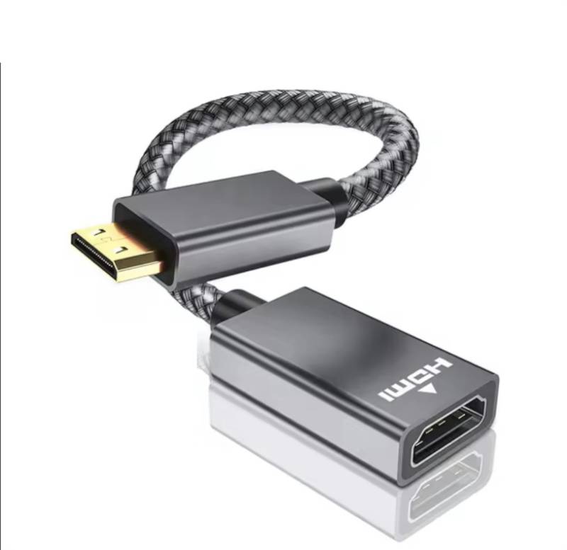 ENGELMANN Mini HDMI auf HDMI Buchse HDMI-Adapter HDMI Typ C (Mini) zu HDMI, 20 cm, Grau von ENGELMANN