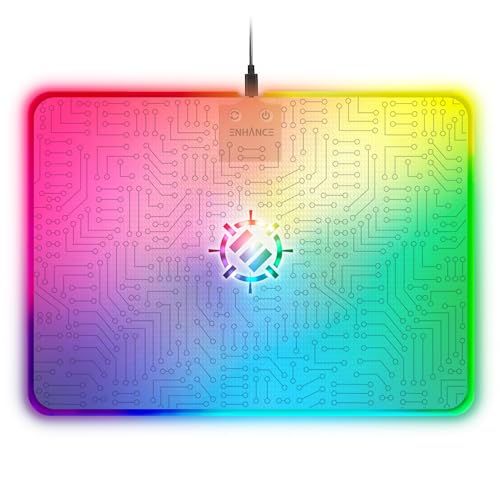 ENHANCE Voltaic 2 Gaming-Mauspad - 7 LED-Farben, Helligkeitsregler - Großes Mauspad (34,93 x 25,15 cm) mit glatter Oberfläche für PC-Gamer, Gaming-Schreibtisch von ENHANCE