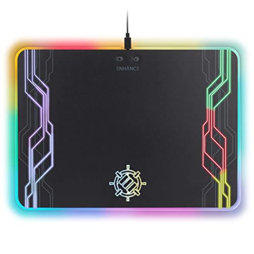 ENHANCE LED Gaming Mauspad Hard Große Oberfläche - 7 RGB Leuchten Modi, Beleuchtung Helligkeit Kontrollen mit transparenten Decals & Kanten - Ambient Desktop Lighting & Accurate Tracking ENHANCE LED Gaming Mauspad Hard Große Oberfläche - 7 RGB Leuchten Modi, Beleuchtung Helligkeit Kontrollen mit transparenten Decals & Kanten - Ambient Desktop Lighting & Accurate Tracking von ENHANCE