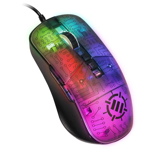 ENHANCE Voltaic 2 Gaming-Maus – PC-Maus mit 7 Programmierbaren Tasten, 7000 DPI, Ergonomische Maus mit Klarem Schaltkreisdesign – Software im Lieferumfang Enthalten von ENHANCE