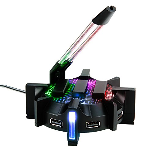 Enhance Profi Maus Bungee-Kabelhalter mit 4 Port USB-Hub & 7 LED-Leucht Modi - Kabelmanagement-Unterstützung - Verbesserte Genauigkeit und Design für wettbewerbsfähige Esport-Spiele von ENHANCE