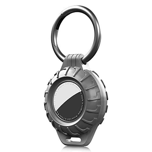 Gummi Air Tag Halter Schlüsselanhänger, GPS Schutzhülle Kompatibel mit Apple New AirTag Hülle für Airtags Hundehalsband Item Finder Tracker Tasche Anhänger (Grau) von ENIGMA